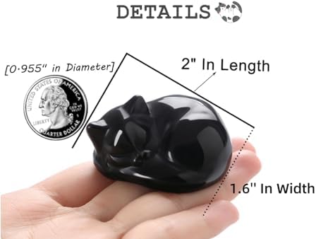 QINJIEJIE 2 in Black Obsidian Cat Crystal Black Cat Gemstones Healing Stone - Image 4