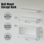 RICHER HOUSE 3-Set White Floating Wall Shelves, Bathroom Shelf Over Toilet - Image 2
