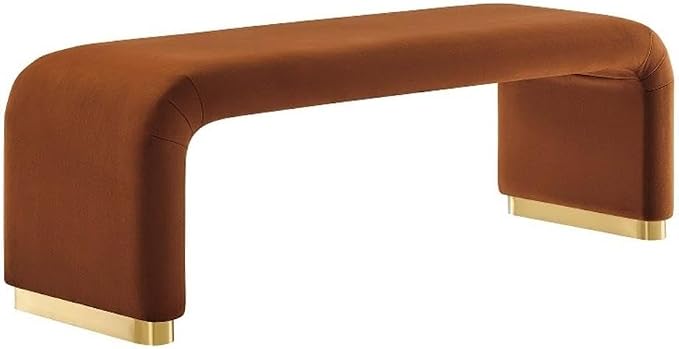 Modway EEI-6734-BRA-RUS Koda Performance Velvet Waterfall Long Bench, Brass Rust by Modway