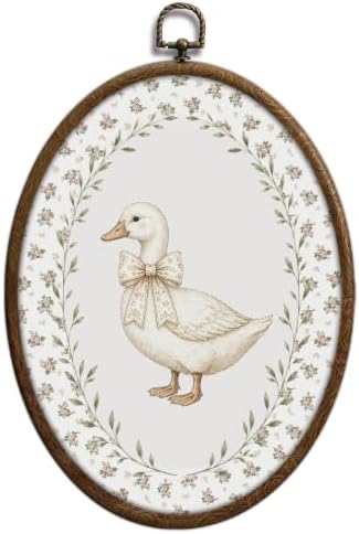 Cottagecore Goose Nursery Oval Wall Art, Floral Nursery Decor，Waterproof by Unknown