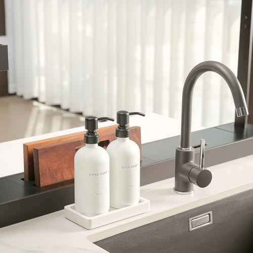 Prus Waso Kitchen Soap Dispenser Set, White Soap Dispenser with Black Stainless Steel Pump, Perfect for Modern Kitchen Decor. (White) - Image 2
