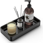 Gurygo 8" Ceramic Kitchen Soap Tray - Small Rectangular Vanity Tray for Bathroom - Countertop and Vanity Tray - Comestic Holder Bathtub Organizer - Bathroom Tray, (Black, Set/1) by FocusonHomeKitchen