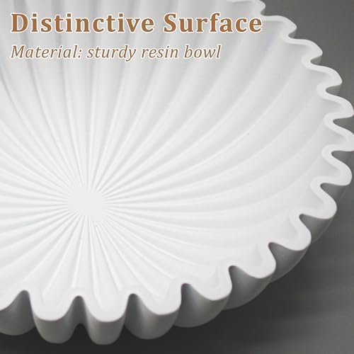 LIN CHUAN Ruffle Decorative Bowl, Large Fruit Bowl, White - Image 2