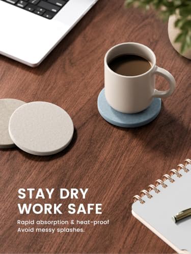 Fluxynara Felt Coasters with Holder, Set of 8 for Drinks, Coastal - Image 4