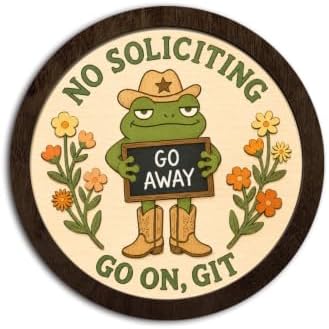 CFFJLHN Funny No Soliciting Sign Western Frog Wall Art Decor by Unknown