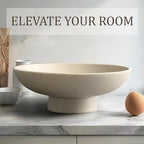 LIN CHUAN Modern Resin Pedestal Bowl – Large Fruit Bowl for Kitchen Counter, Catch All Bowl for Entryway Table, Stylish Key Bowl & Dining Centerpiece, Beige - Image 5