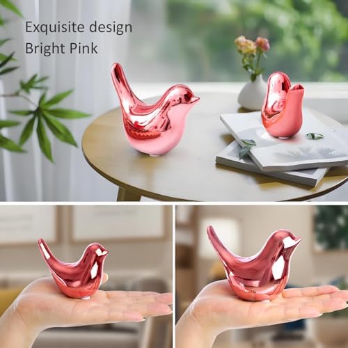 Notakia Pink Bird Figurines Set of 2 Small Bird Statues Home Decor - Image 5