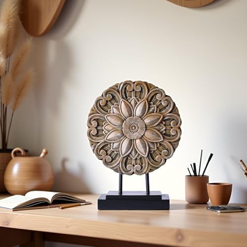 Small Wood Colour Minimalist Round Statue Above Cabinet Decor Kitchen,Modern Decorative Sculpture Home Decorations for Living Room Coffee Table,Office Decor Items,Center Pieces Decoration (Brown) - Image 6