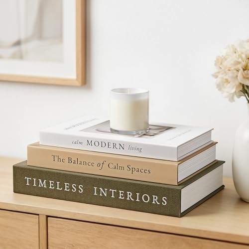 JARLINK Decorative Books, Set of 3 Fake Book Storage Boxes, Olive Green by JARLINK