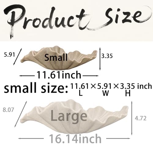 12" Decorative Bowl decor, Modern Home Decoration Scallop Bowl,Fashion Key Bowl for Entrance Table, Decorative Fruit Bowl for Kitchen Counter, Ruffle Decor, Artificial Stone Beige - Image 3