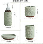 RQYIXI Ceramic Bathroom Accessories Set,Sage Green,4 Piece,Embossed Design - Image 3