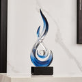 FJS Blue Abstract Flame Sculpture for Living Room Coffee Table Decor by FJSHomeDecor