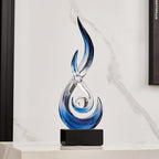 FJS Blue Abstract Flame Sculpture for Living Room Coffee Table Decor by FJSHomeDecor
