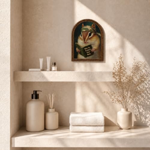 Wooden Tabletop Decor Funny Reading Chipmunk Art for Bookshelf Desk Shelf, Vintage Animal Sign with Rustic Frame, Home Office Decorative Accent - Image 7