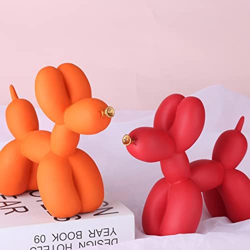 Creative Balloon Dog Sculpture Modern Home Decoration Trendy Animal Art Ornaments Collection Figurine Bedroom Living Room Office Desktop Resin Decors (Orange-Gold) - Image 2