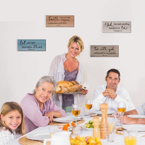 4 Pieces Christian Bible Verses Wall Decor Religious Prayer Wall Art Wooden Bathroom Decor Farmhouse Religious Gifts for Women Office Home Bedroom Bathroom Living Room(Farmhouse 10x4 In) - Image 7