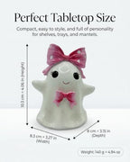 Cute Halloween Ghost Figurine with Pink Bow Tabletop Decor (Pink Ghost) - Image 7