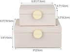 HofferRuffer Faux Leather Jewelry Boxes, Decorative Boxes Storage Accessory Organizer with Gold Hardware Decor, Classic Vegan Leather Set of 2 Pieces (CreamWhite) - Image 2