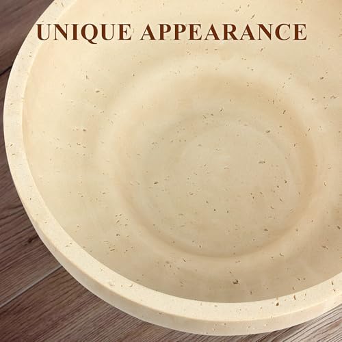 YMXYJM Decorative Resin Bowl, Large Fruit Bowl, Artificial Travertine Beige - Image 5