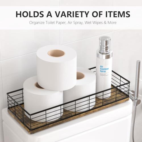 Toilet Paper Storage Basket, 16" Large Wood Toilet Paper Basket - Image 2