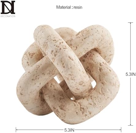 DN DECONATION 3 Link Knot Decor, Beige Travertine Coffee Table Decoration - Image 4