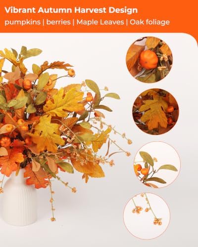 6-Pack Artificial Fall Mixed Foliage Stems for Vase Pumpkin Bouquet - Image 4