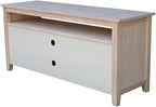 Entertainment TV Stand with 2 Doors Unfinished Solid Parawood 57"W x 18"D x 26"H - Image 4