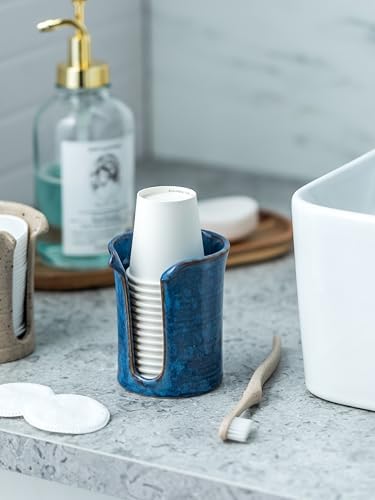 Bathroom Cup Holder, Ceramic Bathroom Cup Dispenser 3 OZ, Blue - Image 6