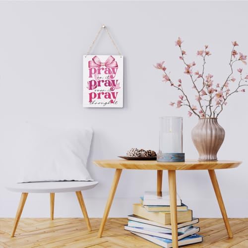 Pink Room Decor Christian Wall Decoration Bedroom Decor for Teen Girls Pink Dorm Room Decoration Bible Verses Wall Decor for Women Gift, Wooden Sign Wall Art Easter Decoration for Farmhouse Home Porch Bedroom Office - Image 2