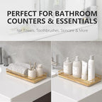 Toilet Paper Basket Organizer, Oak Wood Toilet Tank Tray with Metal Frame - Image 4
