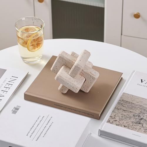 3-Link Knot Resin Travertine Decor, Coffee Table Book Shelf Decoration - Image 4