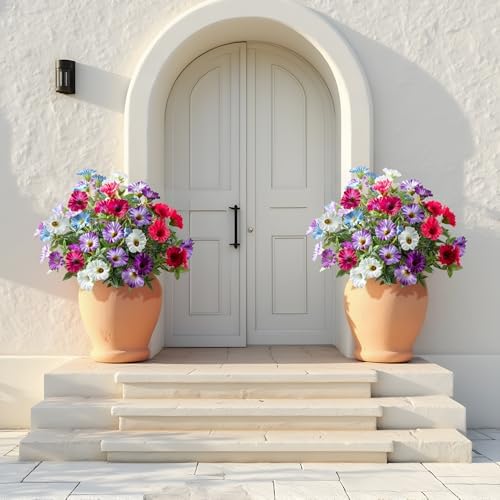 Colorful Artificial Morning Glory Flowers for Outdoor Planters, Premium UV Resistant Silk Faux Flowers for Porch, Hanging Basket & Window Box, Vibrant Garden Decor, No Pot, 13.3 Inch, 4 Bundles - Image 3