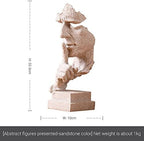 Silence is a Golden Statue Abstract Sculpture,Thinker Statue,Mens Office Home Decor Modern Retro Creative Home Living Room Resin Upper Body Character Decorations 4.7 x 4.3 x 13.7in - Image 2