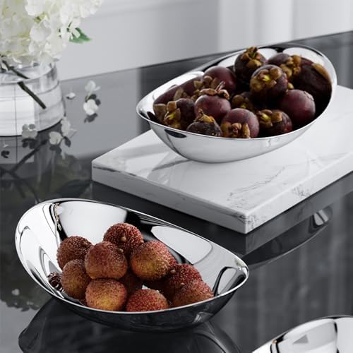 Modern Mirror Polished Stainless Steel Decorative Oval Bowl, Multipurpose Bowl for Kitchen Counter, Coffee Table Centerpiece, Elegant Home Decor Accent for Living Room, Entryway - Image 4