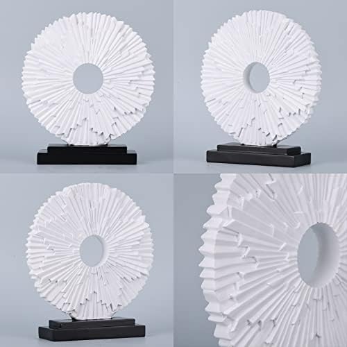 White Home Decor Sculpture, Unique Round line Statue, Modern Home Decor, Decorative Panel Statue for Living Room tv Cabinet, Office, Coffee Table, Dining Table Center White Decor - Image 6
