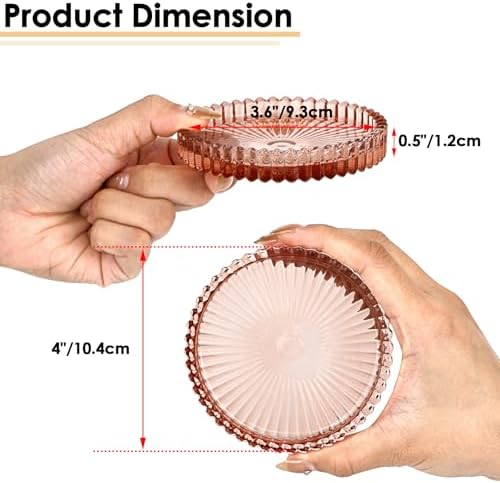 Modern Clear Coaster Set of 5- Glass Coasters for Drinks, Clear Red - Image 3