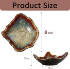 8" Ceramic Decorative Bowl，Irregular Rim Reactive Glaze Key Bowl For Entryway Table，Handcrafted Purse Catch All Bowls，Japanese Style Fruit Bowls For Tabletop or Home Decor - Image 2