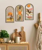 Putuo Decor Boho Wall Art Set of 3, Modern Minimalist Wooden Wall Decor, Desert Cactus Sun Abstract Aesthetic Room Decorations, Mid-Century Artwork for Living Room, Bedroom, Office (White, 16×8 in - Image 6