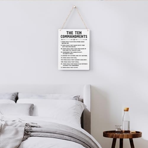 BELLOWDEER Inspirational Signs Gift 10 Commandments Wall Art Christian Bible Verse Wall Art Religious Home Wall Decor 8x10 Inches Scripture Wooden Hanging Sign for Living Room Bedroom Office - Image 3