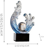 Modern Abstract Decorative Wave Statue, Blue Abstract Art Home Decor,Crystal Ball Art Wave Resin Sculpture, Office Desk Stand, Dining Table Center Decorative Aesthetics (A,Navy-Blue) - Image 3