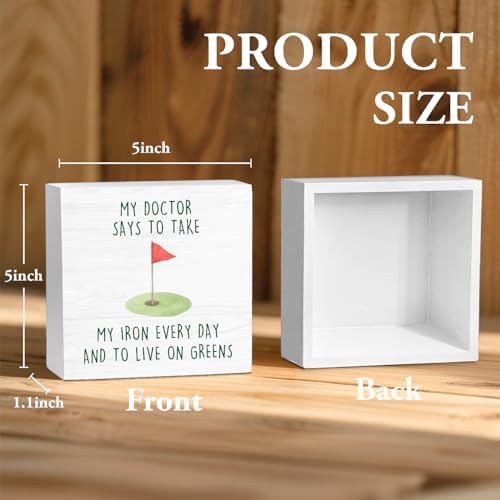 Funny Golf Court Wooden Box Sign Desk Decor, Gifts for Golf Lovers, Golfer Golfing Gifts Wood Block Sign Decorations for Home Bedroom Office Wall Tabletop Shelf Decor, 5x5 Inch - Image 6