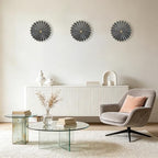 Metal Wall Sculpture,11.4''Distressed Black Gold Round Metal Wall Art Decor - Image 7
