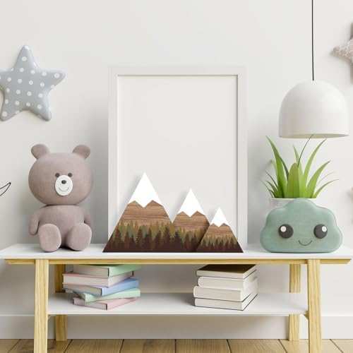 3 Pcs Mountain Shelf Decor Mountain Wooden Wall Decor Forest Art, Brownish - Image 6