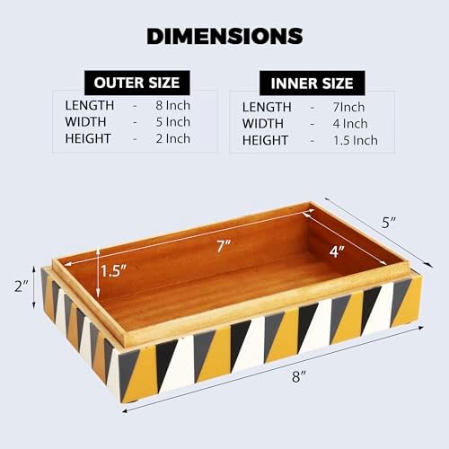 Handicrafts Home Decorative Keepsake Photos Storage Box with Lid, 8x5x2 In - Image 3