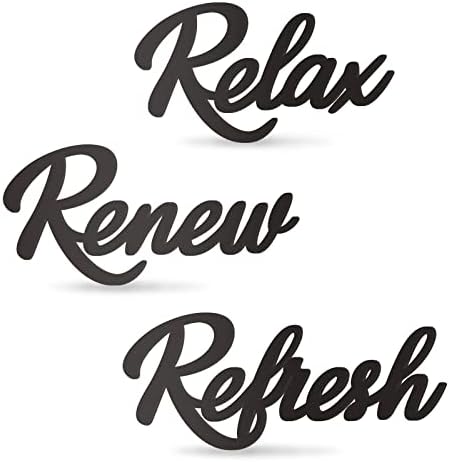 3 Pieces Bathroom Decor Black Bathroom Wall Art Relax Renew Refresh by HeavenlyWeddingsbyAngelLLC