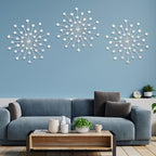 DXYAKY Set of 3 Modern Starburst Wall Decor, Metal Wall Sculpture with Crystal Accents, Silver 3D Wall Art for Living Room, Bedroom & Home, Elegant Hanging Wall Decoration by DXYAKY