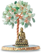 Buddha Statue with Healing Crystal Tree, Tree of Life for Positive Energy. Home Decor Yoga Meditation. Green.(B) - Image 3