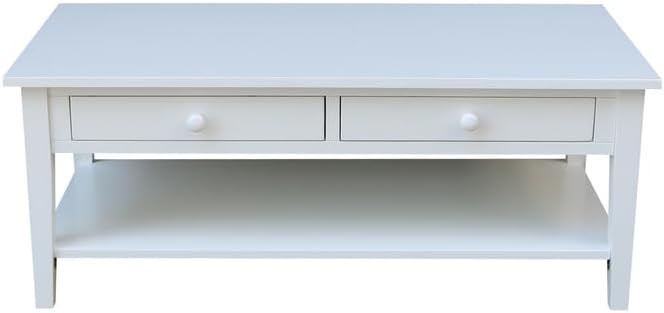 HomeStock Seaside Style Coffee Table in White Solid Parawood, - Image 3