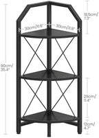 CHOEZON 3-Tier Corner Shelf, Industrial Corner Bookshelf, 35.4" Storage Stand, Plant Stand Display Shelf, Bookcase for Bedroom, Living Room, Home Office, Black TCJ03BB ﻿ - Image 2
