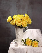 Coferset 10 Pcs Fake Silk Roses with Long Stems,Yellow - Image 5